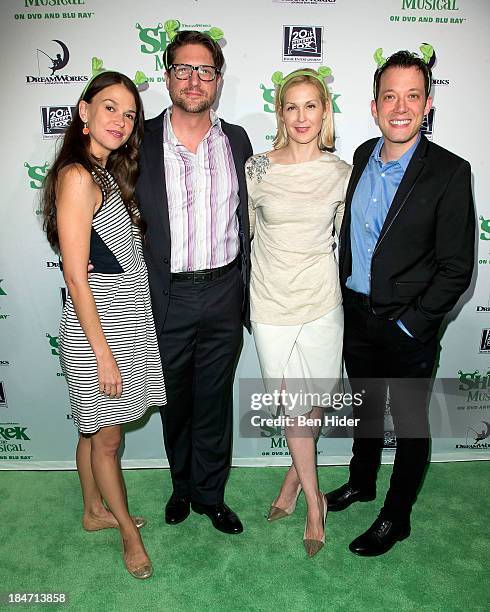 Sutton Foster, Christopher Sieber, Kelly Rutherford and John Tartaglia attend the release party for "Shrek: The Musical" Blue-Ray and DVD on October...
