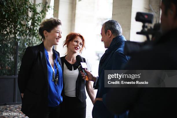 Sarah Felberbaum and Barbora Bobulova attend 'Una Piccola Impresa Meridionale' photocall at Piazza Della Republica on October 15, 2013 in Rome, Italy.