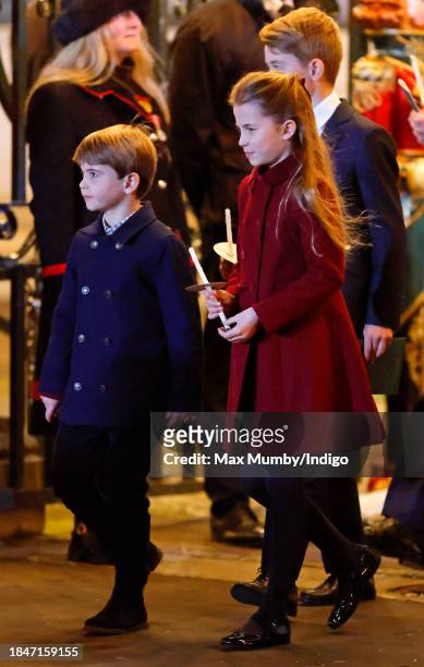 Prince Louis of Wales, Princess Charlotte of Wales and Prince George of Wales attend The 'Together At Christmas' Carol Service at Westminster Abbey...