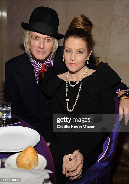 Michael Lockwood and Lisa Marie Presley attend the Elton John AIDS Foundation's 12th Annual An Enduring Vision Benefit at Cipriani Wall Street on...