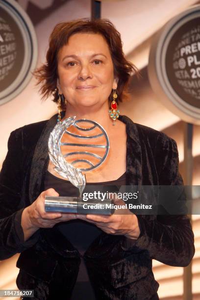Spanish writer Clara Sanchez poses with the '62nd Premio Planeta' Literature Awards, the most valuable literature award in Spain with 601,000 euros...