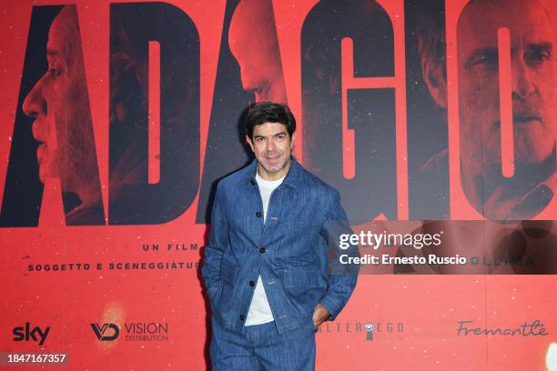 Pierfrancesco Favino attends the photocall for the movie "Adagio" at The Space Moderno on December 11, 2023 in Rome, Italy.