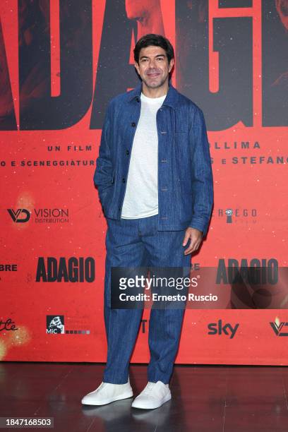 Pierfrancesco Favino attends the photocall for the movie "Adagio" at The Space Moderno on December 11, 2023 in Rome, Italy.