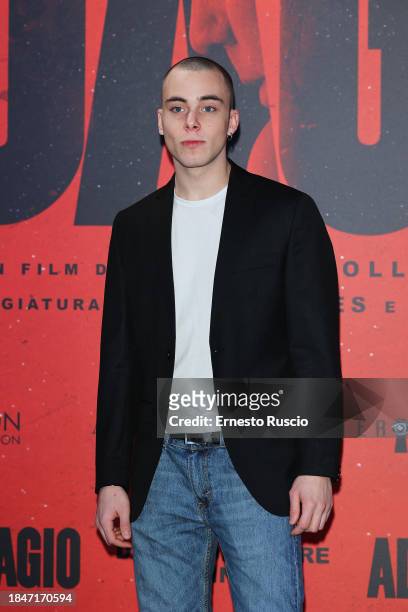 Gianmarco Franchiniattends the photocall for the movie "Adagio" on December 11, 2023 in Rome, Italy.