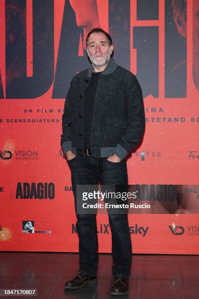 Valerio Mastandrea attends the photocall for the movie "Adagio" at The Space Moderno on December 11, 2023 in Rome, Italy.