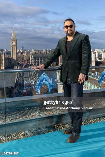 Jason Momoa attends the "Aquaman" photocall on December 11, 2023 in London, England.