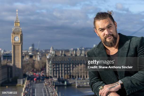 Jason Momoa attends the "Aquaman" photocall on December 11, 2023 in London, England.