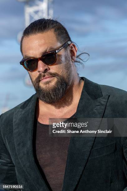 Jason Momoa attends the "Aquaman" photocall on December 11, 2023 in London, England.