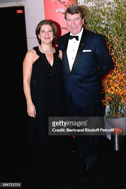 Member of 'Academie Francaise' Xavier Darcos with his wife Laure Darcos attend AROP Gala at Opera Bastille with a representation of 'Aida' on October...