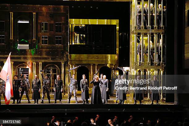 Illustration view of the representation - AROP Gala at Opera Bastille with a representation of 'Aida' on October 15, 2013 in Paris, France.