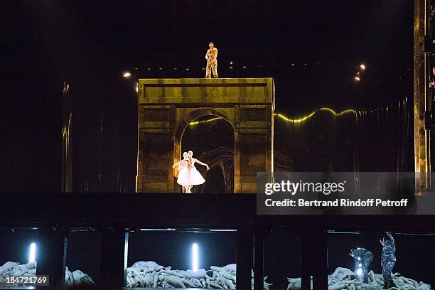 Illustration view of the representation - AROP Gala at Opera Bastille with a representation of 'Aida' on October 15, 2013 in Paris, France.