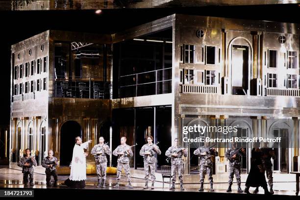 Illustration view of the representation - AROP Gala at Opera Bastille with a representation of 'Aida' on October 15, 2013 in Paris, France.