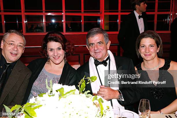 Sergei Murzaev in the role of Amonasro, Luciana d'Intino in the role of Amneris, Jean-Francois Theodore and Laure Darcos during the dinner after the...