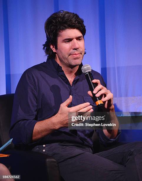 Writer/Director J.C. Chandor speaks to the audience at an official Academy members screening of "All Is Lost" hosted by The Academy Of Motion Picture...