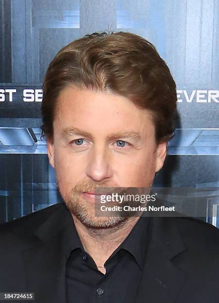 Director Mikael Hafstrom attends the "Escape Plan" premiere at Regal E-Walk on October 15, 2013 in New York City.