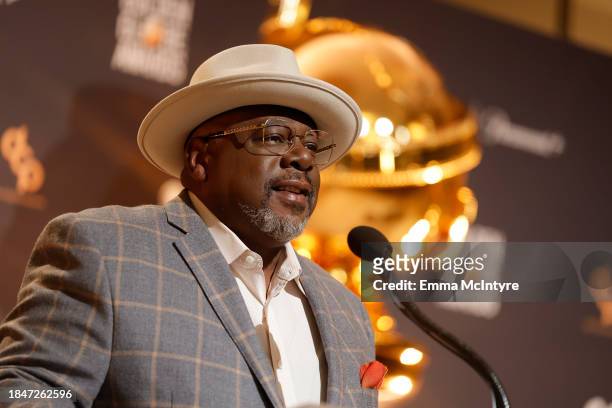 Cedric the Entertainer speaks onstage during the 81st Golden Globe Awards nominations announcement at The Beverly Hilton on December 11, 2023 in...