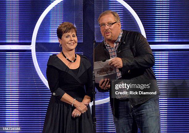 Joyce Meyer and Rich Warren present at the 44th Annual GMA Dove Awards on October 15, 2013 in Nashville, Tennessee.