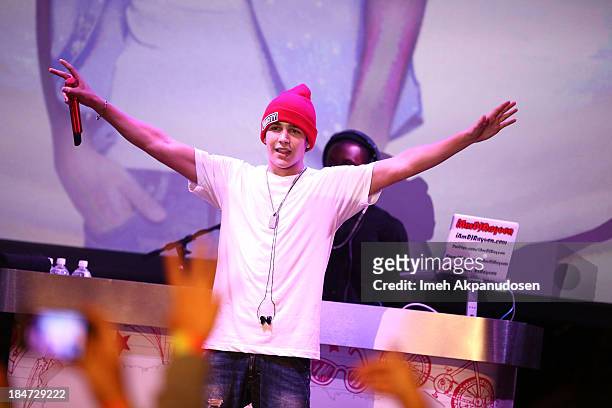 Singer Austin Mahone performs at Aquafina Launch of FlavorSplash at Sony Pictures Studios on October 15, 2013 in Culver City, California.