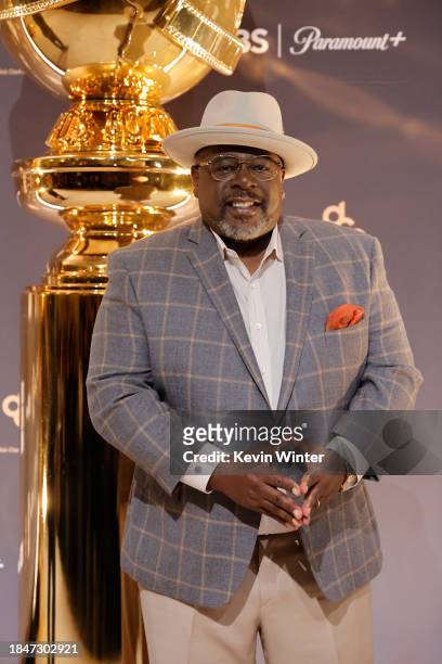 Cedric the Entertainer poses onstage during the 81st Golden Globe Awards nominations announcement at The Beverly Hilton on December 11, 2023 in...