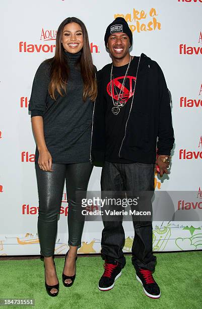 Jordin Sparks and Nick Cannon arrives at Aquafina FlavorSplash Launch Party With Austin Mahone & Nick Cannon at Sony Pictures Studios on October 15,...