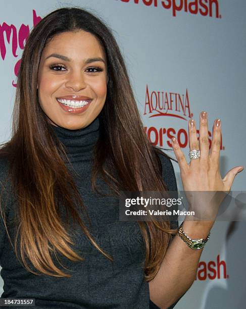 Jordin Sparks arrives at Aquafina FlavorSplash Launch Party With Austin Mahone & Nick Cannon at Sony Pictures Studios on October 15, 2013 in Culver...