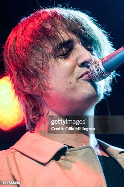 Pete Doherty of Babyshambles performs at 02 Academy on October 15, 2013 in Leicester, England.