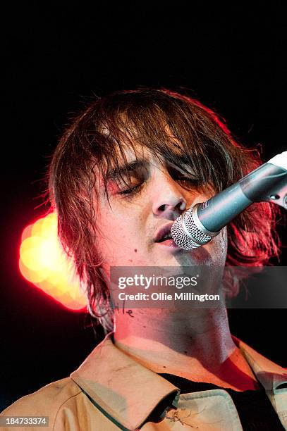 Pete Doherty of Babyshambles performs at 02 Academy on October 15, 2013 in Leicester, England.