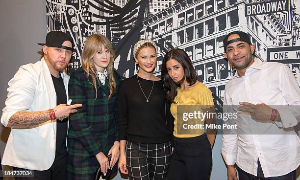 Mike 2ESAE Baca, Tennessee Thomas, Kyleigh Kuhn, Ysa Perez and Fernando Ski Romero attend the Joe Fresh Soho opening party at Joe Fresh Soho on...