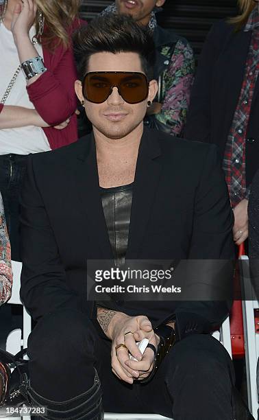 Recording artist Adam Lambert attends the Ashton Michael Spring 2014 Collection show on October 15, 2013 in Hollywood, California.