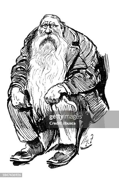 british satire caricature comic cartoon illustration - long beard stock illustrations