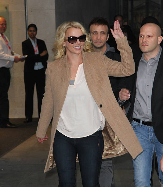 Britney Spears sighting at BBC radio one on October 16, 2013 in London, England.