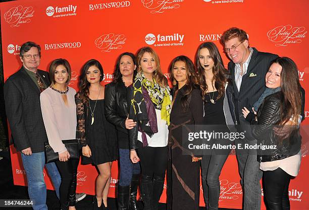 Executive producer Joseph Dougherty, actors Nicole Gale Anderson, Lucy Hale, executive producer I. Marlene King, actors Ashley Benson, Nia Peeples,...