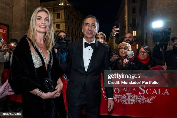 Mayor of Milan Beppe Sala and partner participate in the premiere of the Teatro alla Scala in Milan. Milan , December 7, 2023