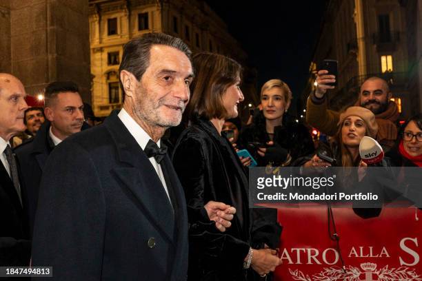 President of Lombardia Attilio Fontana participates in the premiere of the La Scala Theater for the opening of the 2023/2024 season. Milan , December...
