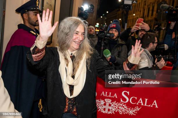 American singer Patti Smith participates in the premiere of the La Scala Theater for the opening of the 2023/2024 season. Milan , December 7th, 2023