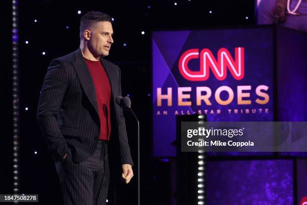 Joe Manganiello speaks onstage during the 17th Annual CNN Heroes: An All-Star Tribute at The American Museum of Natural History on December 10, 2023...
