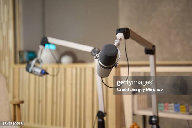 podcast studio - golden mike stock pictures, royalty-free photos & images