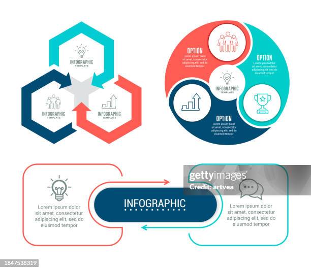 infographic element - three arrow infographic stock illustrations