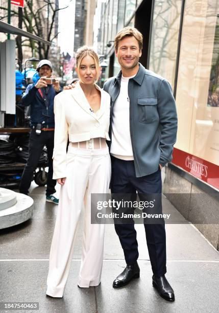 Sydney Sweeney and Glen Powell are seen in Rockefeller Center on December 11, 2023 in New York City.