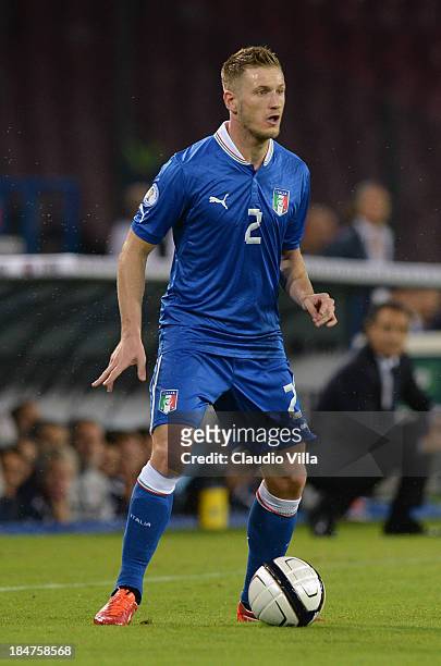 Ignazio Abate of Italy in action during the FIFA 2014 World Cup qualifier group B match between Italy and Armenia at Stadio San Paolo on October 15,...