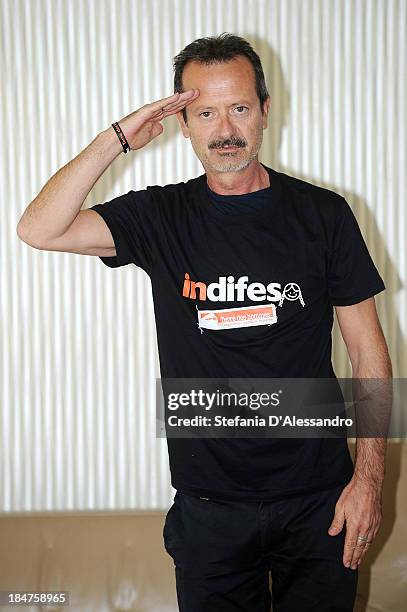 Rocco Papaleo attends "Una Piccola Impresa Meridionale" Photocall at Terrazza Martini on October 16, 2013 in Milan, Italy.