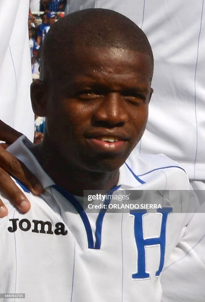 Honduras' national footballer Oscar Boniek Garcia poses for pictures