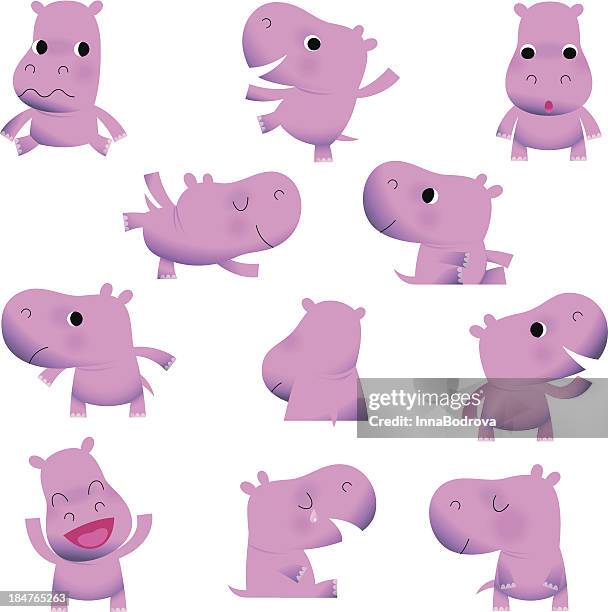 cute little hippos. - hippopotamus stock illustrations