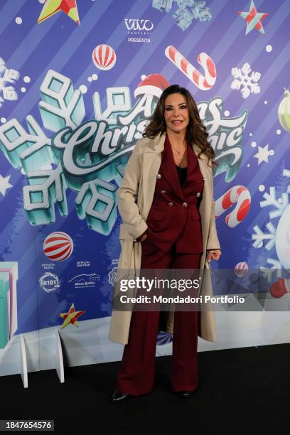 Italian television presenter Emanuela Folliero guest at the inauguration of A Christmas Magic, the largest Christmas park in Italy at Allianz Mico in...