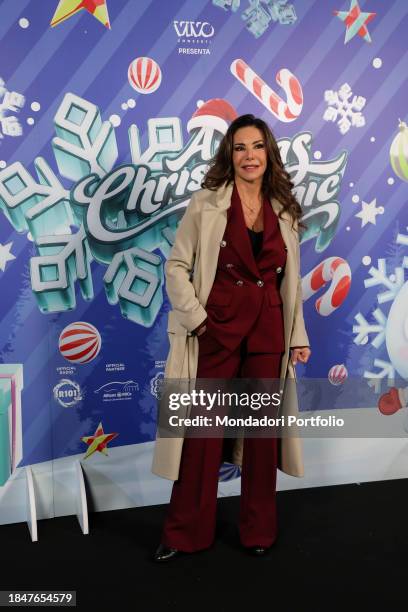 Italian television presenter Emanuela Folliero guest at the inauguration of A Christmas Magic, the largest Christmas park in Italy at Allianz Mico in...