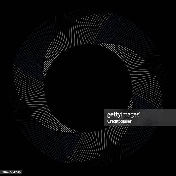 abstract circular geometric line pattern on dark background. - intersecting circles stock illustrations