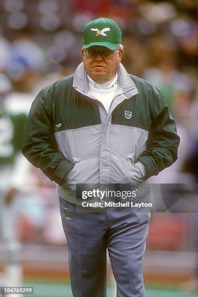 Head coach Buddy Ryan of the Philadelphia Eagles looks on before a football game against the Minnesota Viking on November 19, 1989 at Veterans...