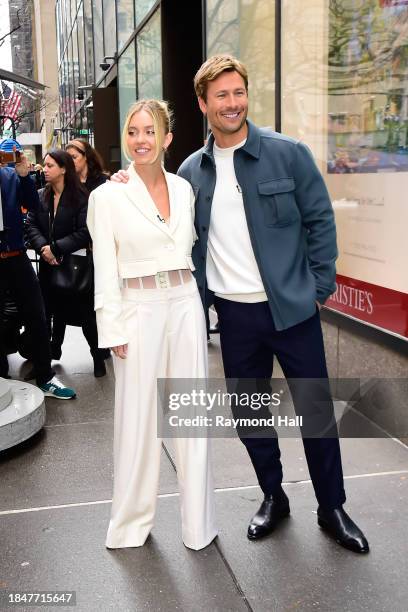Sydney Sweeney and Glen Powell are seen in Rockefeller Center on December 11, 2023 in New York City.