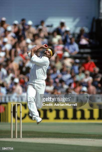 Dennis Lillee of Australia bowling during the 5th test match between Australia and England held in August, 1981 in Manchester, England.
