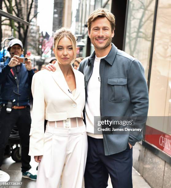 Sydney Sweeney and Glen Powell are seen in Rockefeller Center on December 11, 2023 in New York City.